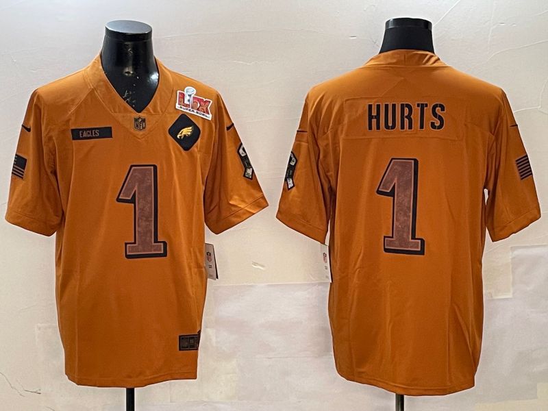 Men Philadelphia Eagles #1 Hurts Yellow Nike 2025 Salute to Service Limited NFL Jersey style 2->philadelphia eagles->NFL Jersey